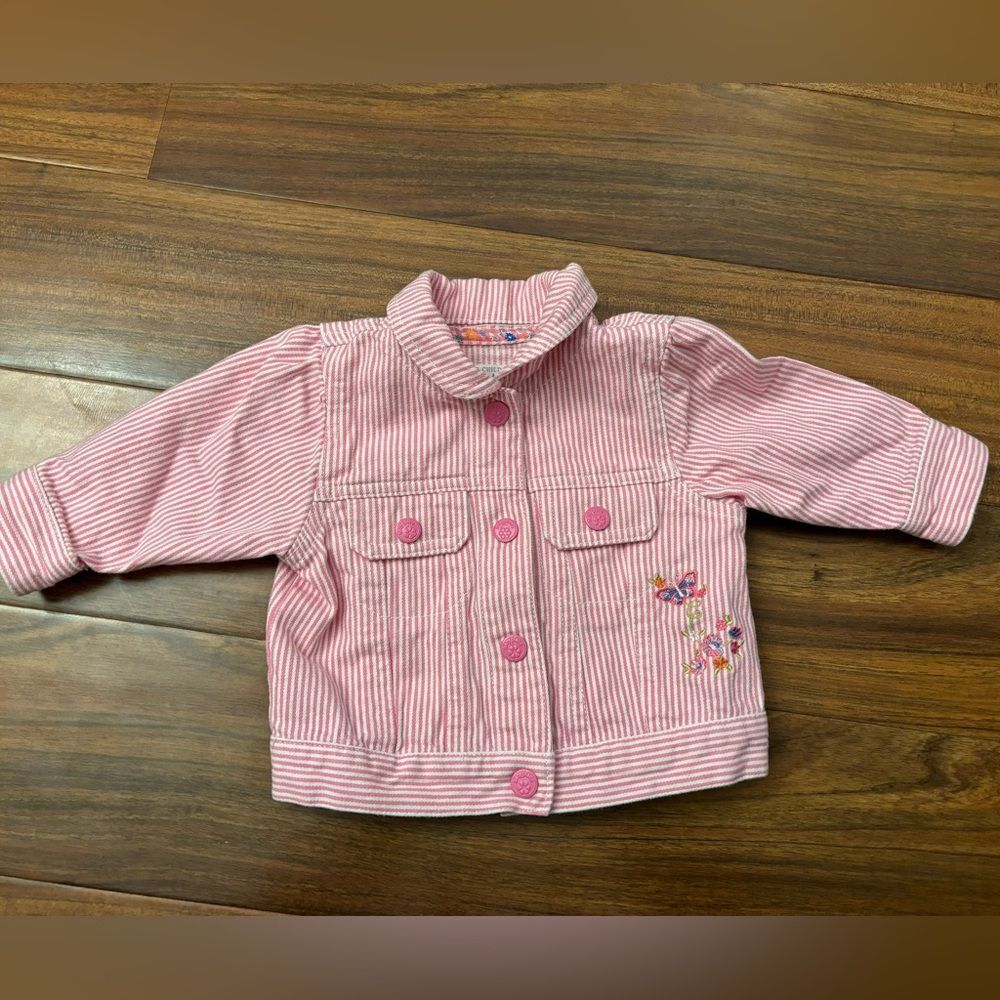 The Children’s Place vintage y2k denim pink/white stripe jacket